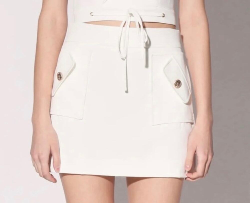 New Walter baker christina white Skirt gold buttons Sz 6